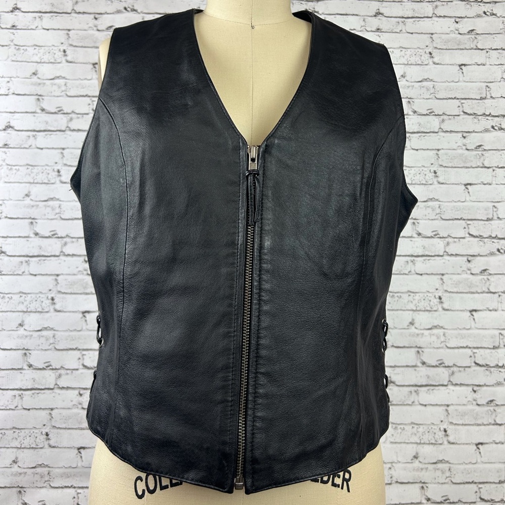 Wilson’s Leather | Stylish Black Leather Vest size L